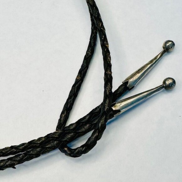 Vintage Sterling Silver Turquoise Robert Haley Navajo Native American Bolo Tie - Picture 4 of 5